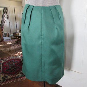 MARNI Solid Green Silk Pencil Skirt